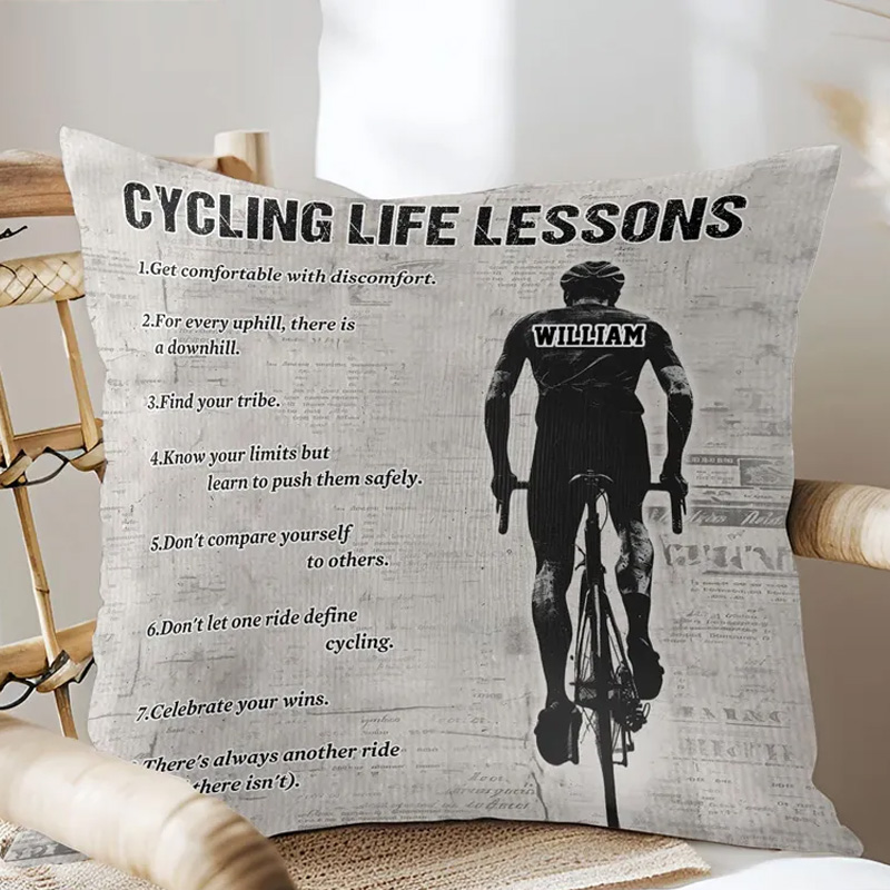 Personalized Cycling Life Lessons Pillow Gift for Cycling Lovers