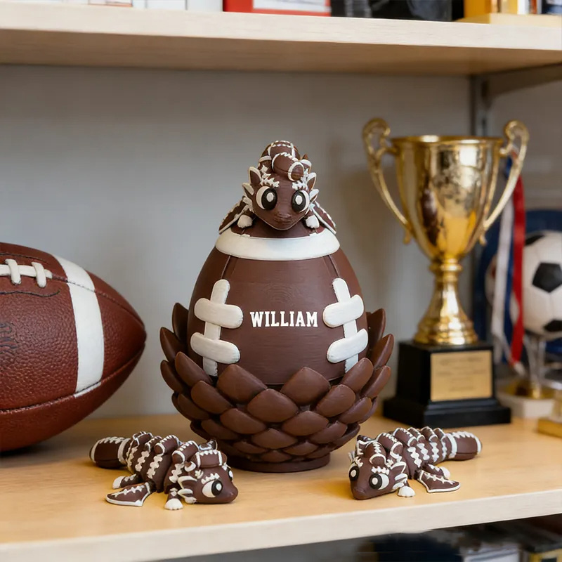 Personalized 3D-Printed American Football with Custom Name Design