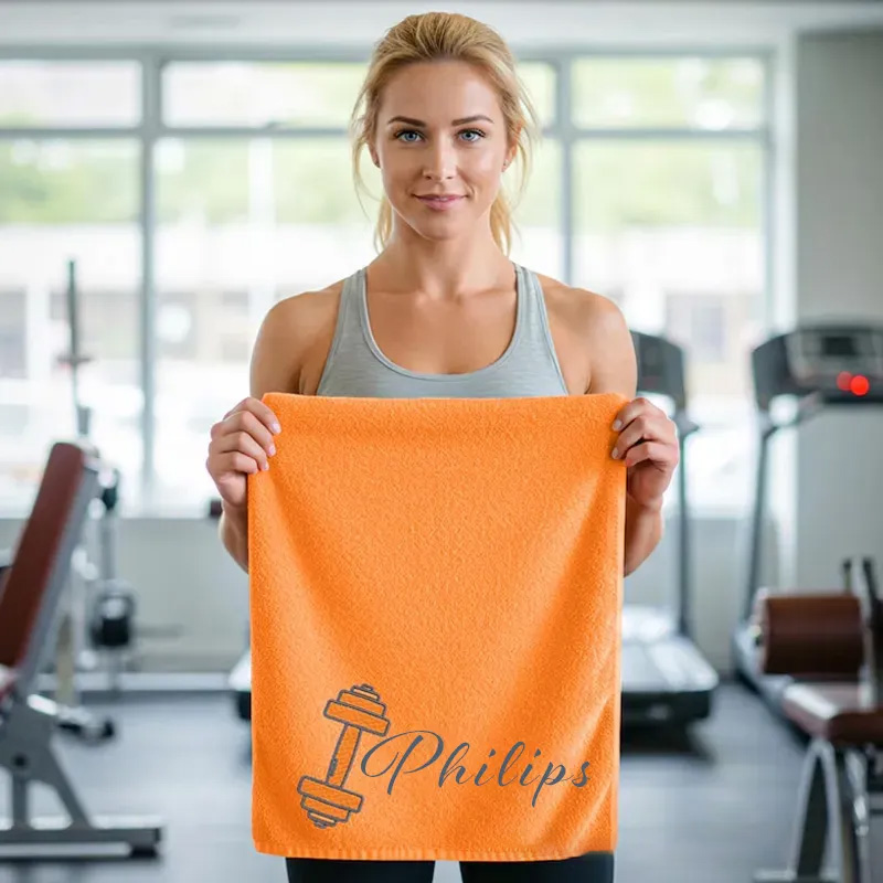 Personalized Gym Hand Towel with Dumbbell Print and Custom Name Perfect for Fitness Enthusiasts Bodybuilders and Gym Lovers