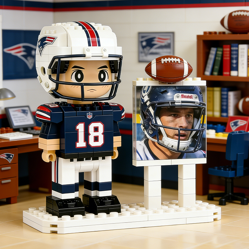 Custom NFL Football Player Brick Figure & Photo Display – Personalized Sports Collectible for NFL Fans