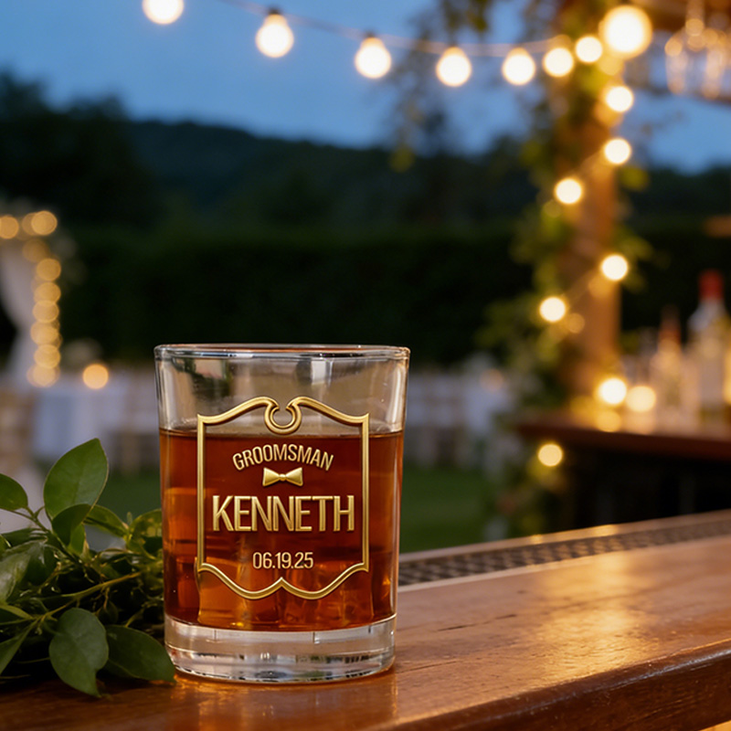 Personalized Groom and Groomsman Wedding Party Whiskey Glasses Cup Mens Old Fashion Whiskey Glasses