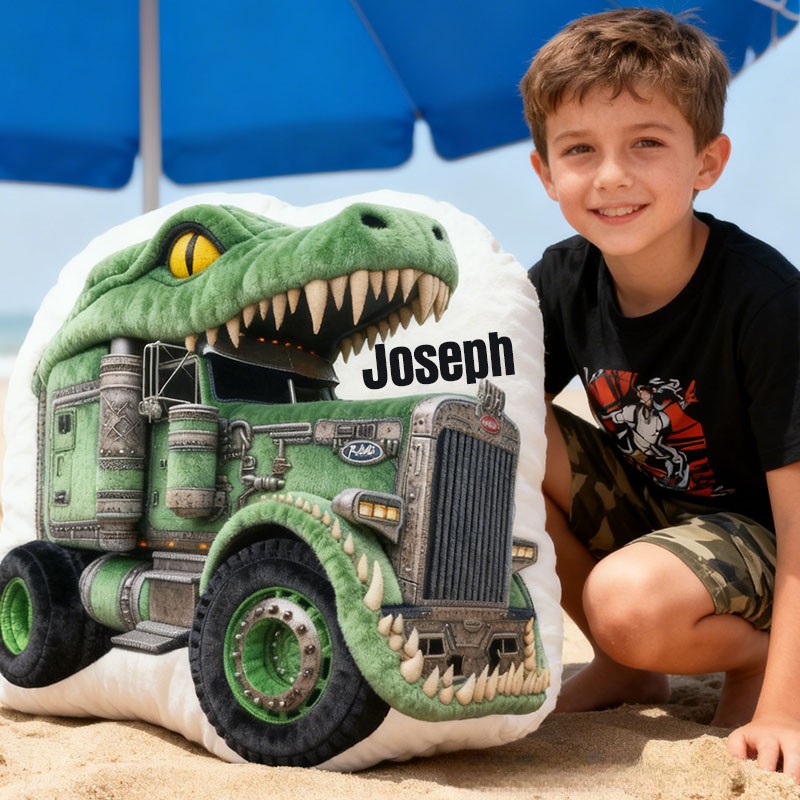 Personalized Green Dinosaur with Name Graphic 3D Print Pillow Christmas Gift for Kids or Baby Birthday Gift