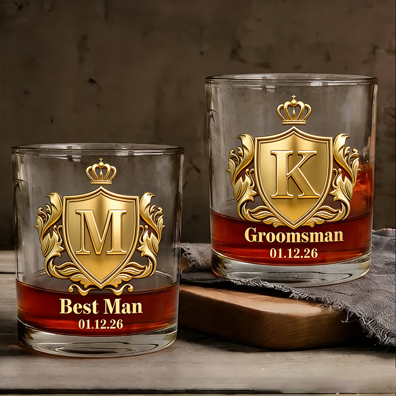 Personalized Monogrammed Men's Whiskey Glasses Groomsman Glasses Cup Bachelor Party Whiskey Glasses Best Man Gift Groom Gift