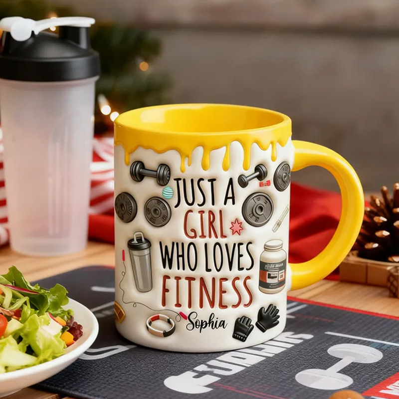 Personalized Just A Girl Who Loves Fitness Gym Mug Gift for Her Kid Weightlift Gym Gift Lovers