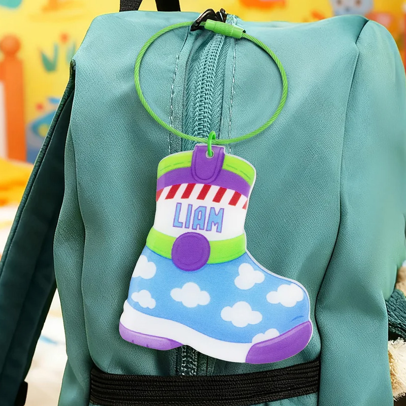 Personalized Sheriff Space Patrol Bag Backpack Tag Emergency Contact Keychain with Name and Text Back to School Gift for Boys Girls for Geek Lovers