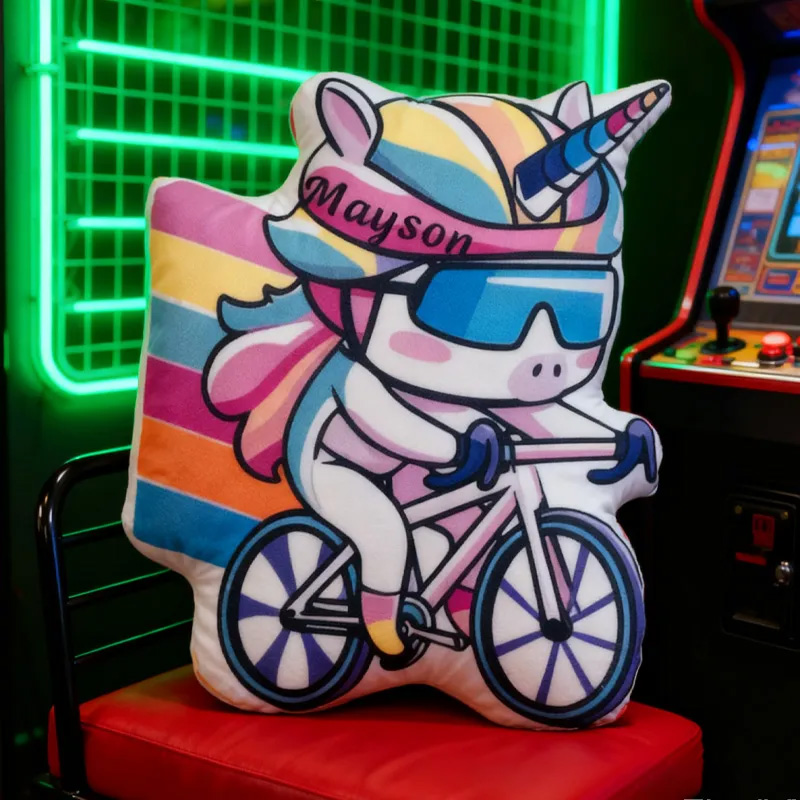 Personalized Cyberpunk Bike Pillow Cozy Graphic 3D Print Gamer Pillow Name Pillow Comfortable Travel Cushion for Kids Girls Riding Lovers