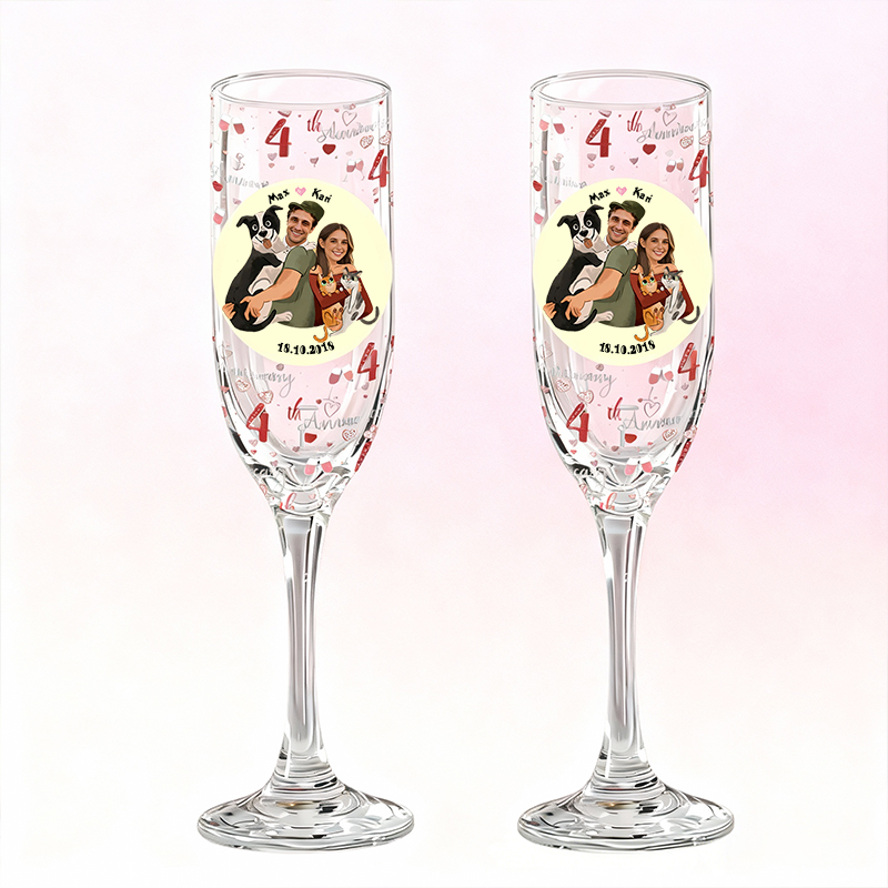 Personalized Sweet Moments Champagne Flute Laser Engraved Custom Photo & Text Gift for Couples Valentine's Present
