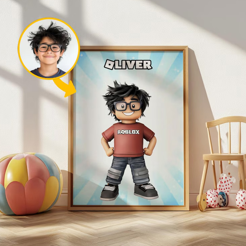 Personalized Digital Portrait Drawing Kids Photo Custom Character Art for Geek Lover