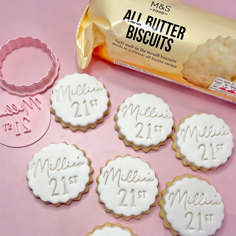 Personalized M&S Cookie Cutter Fondant Stamp Embosser Custom Biscuits Cupcake Topper M and S Birthday Baby Shower
