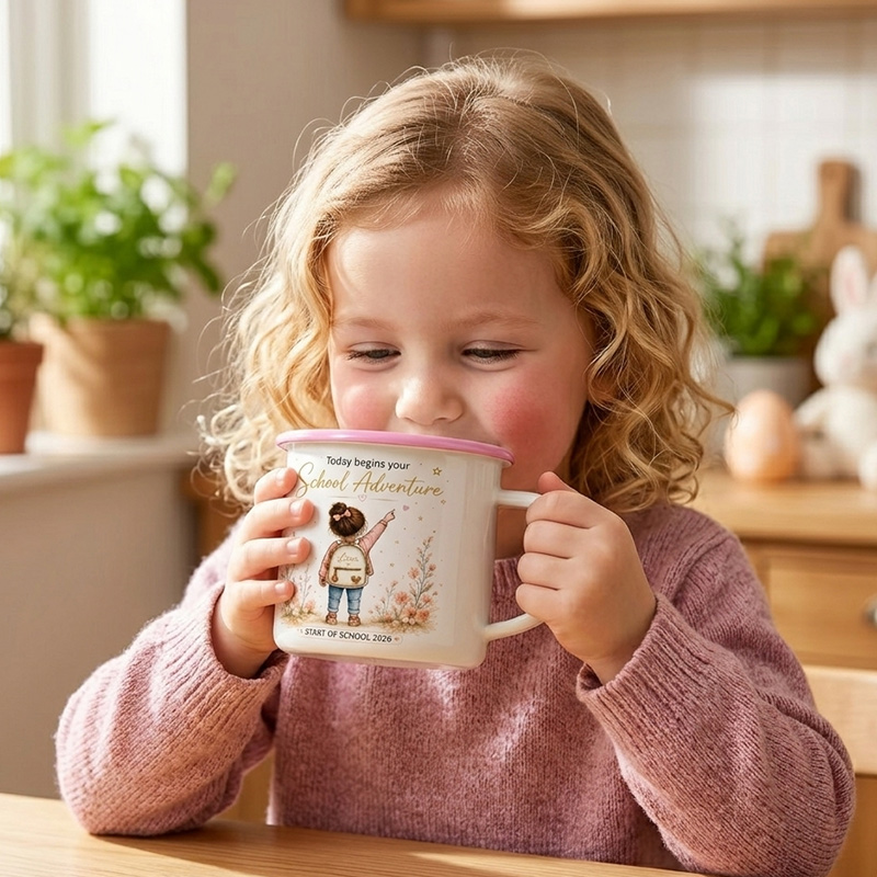 Personalized Kids Back to School Enamel Mug  Today Begins Your School Adventure Back To School Gift Kids Gift