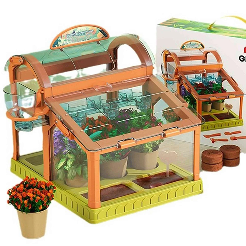 Kids Indoor Greenhouse Growing Kit, STEM Educational Plant Science Toy, Year-Round Gardening Gift for Boys/Girls
