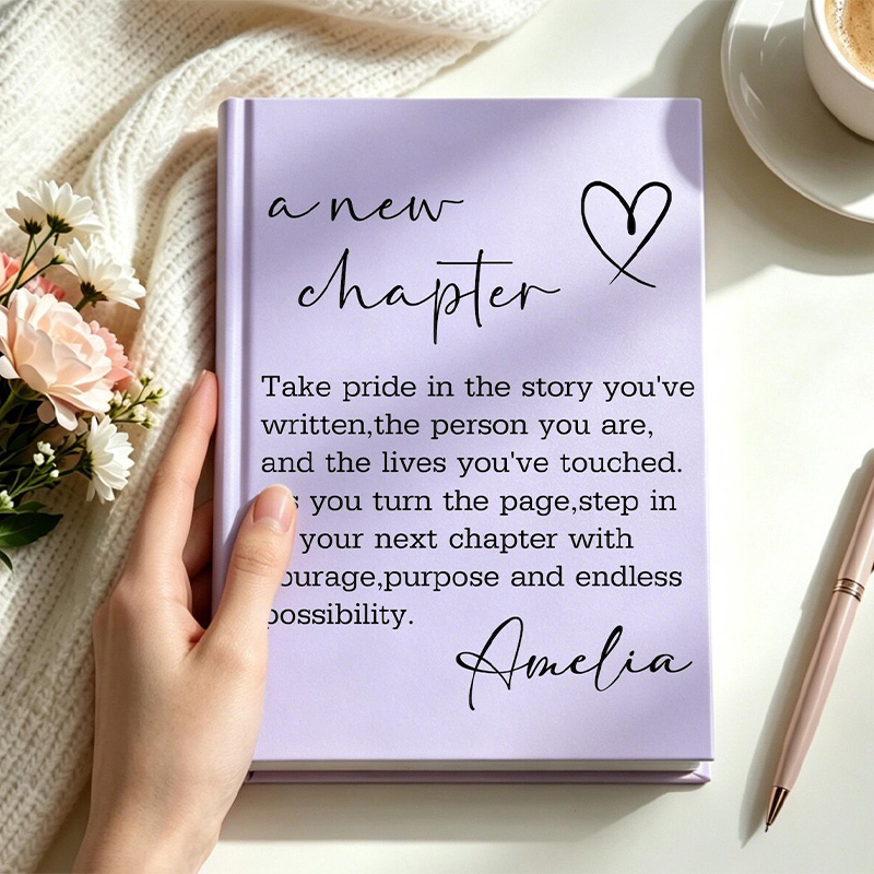 Personalized A Next Chapter Journal With Name Hardcover Notebook Encouragement Gift for Women Retirement Gift Coworker Gifts 