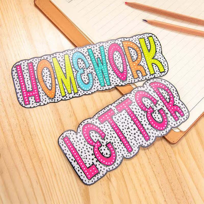 Personalized Dalmatian Dots Colorful Doodle Letter Whiteboard Magnets Magnetic Bookmark Clips with Card Teaching Tool Back to School Gift for Teacher