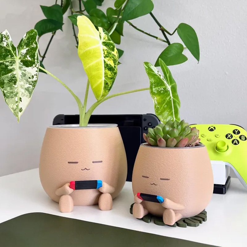Personalized 3D Printed TOT with a Game Controller Planter Pot Cozy Gaming Cute Desk Decor Gaming Airplant Succulent Holder Gift for Gamer Geek Lover