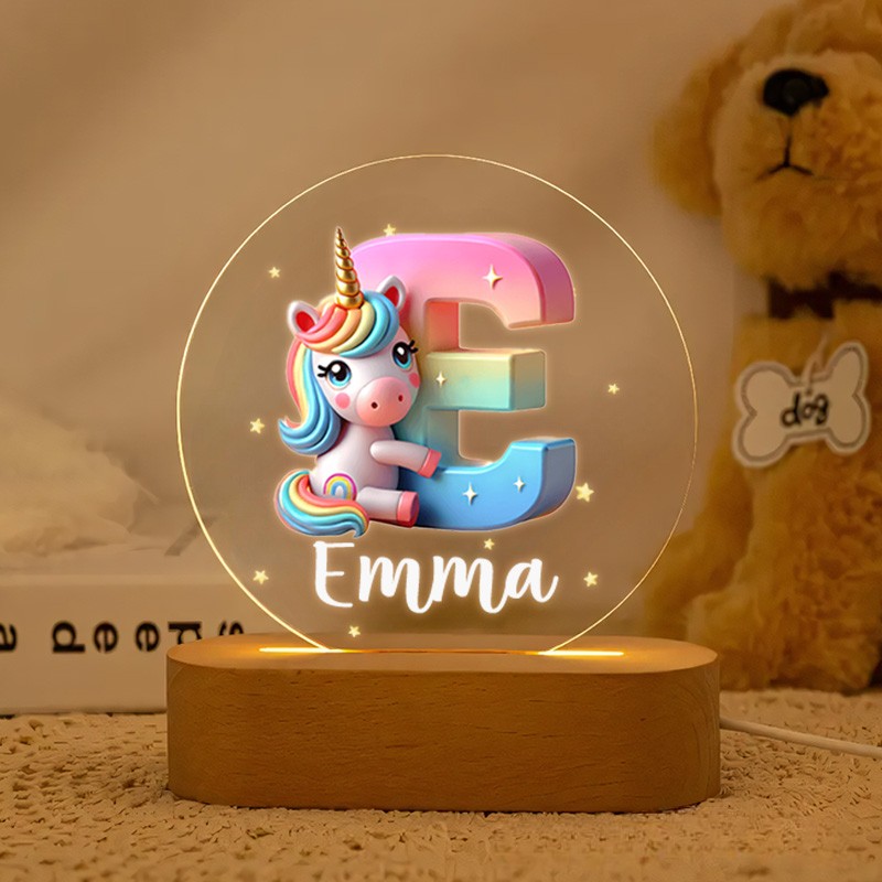 Personalized Initial Letter with Name Soft Glow Decorative Gift Magical Princess Style Cozy Nursery Room Dream Star Light