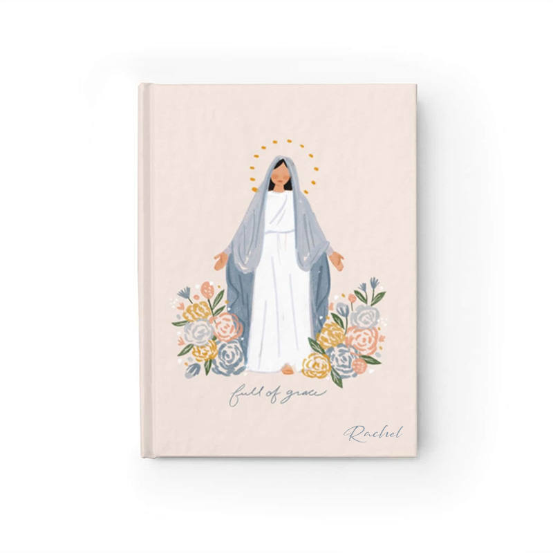 Personalized Virgin Mary Flower A5 Prayer Journal Notebook with Name Gift for Christian Religious Gift for Women Mom Grandma