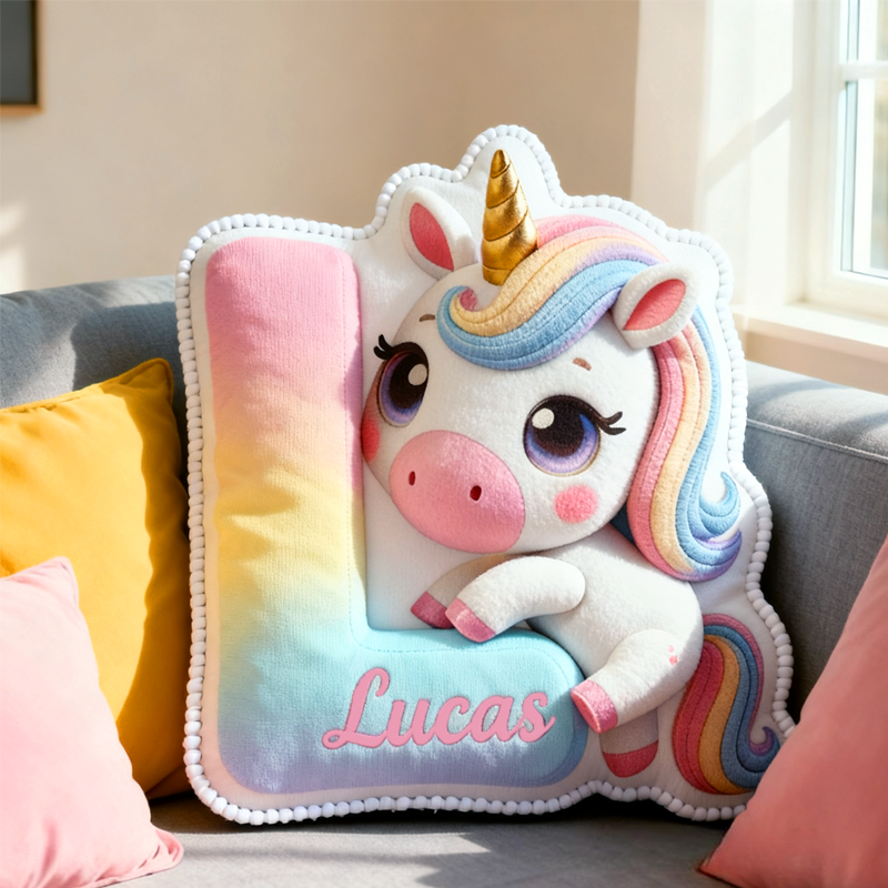 Personalized Cute Pink Dream Horse with Name Graphic 3D Print Pillow Christmas Gift for Kids 