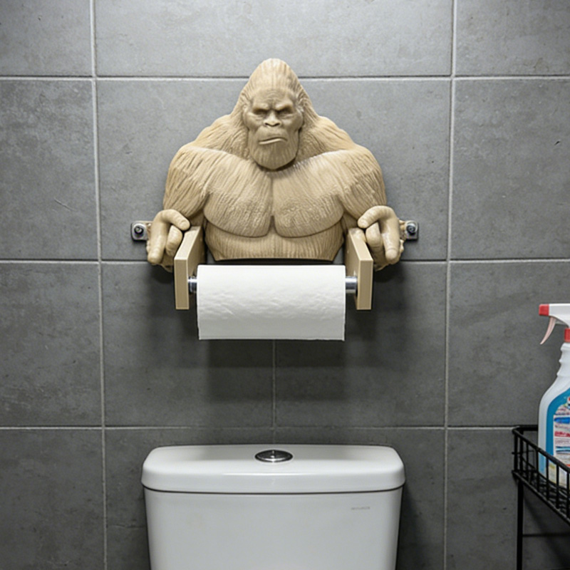 Personalized 3D Printed Muscle Chimpanzees Toilet Paper Holder New Style Toilet Paper Holder Weightlifter Design Funny Bathroom Decor Funny Bathroom Decor Gym Themed Fitness Inspired