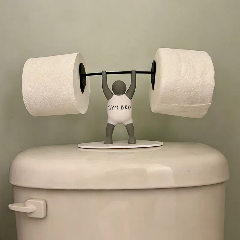 Personalized 3D Printed Unique Toilet Paper Holder Weightlifter Design Funny Bathroom Decor Funny Bathroom Decor Gym Themed Fitness Inspired
