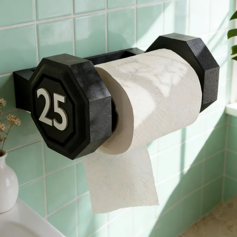 Personalized 3D Printed Dumbbell Toilet Paper Holder Weightlifter Design Funny Bathroom Decor Funny Bathroom Decor Gym Themed Fitness Inspired