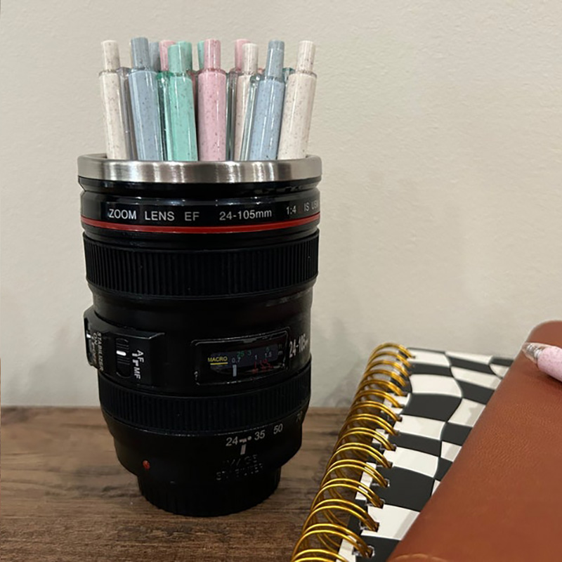 Personalized Camera Lens Pen Holder Gift for Photographer Desk Organizer for Photography Lover Office Pencil Cup Photography Accessories