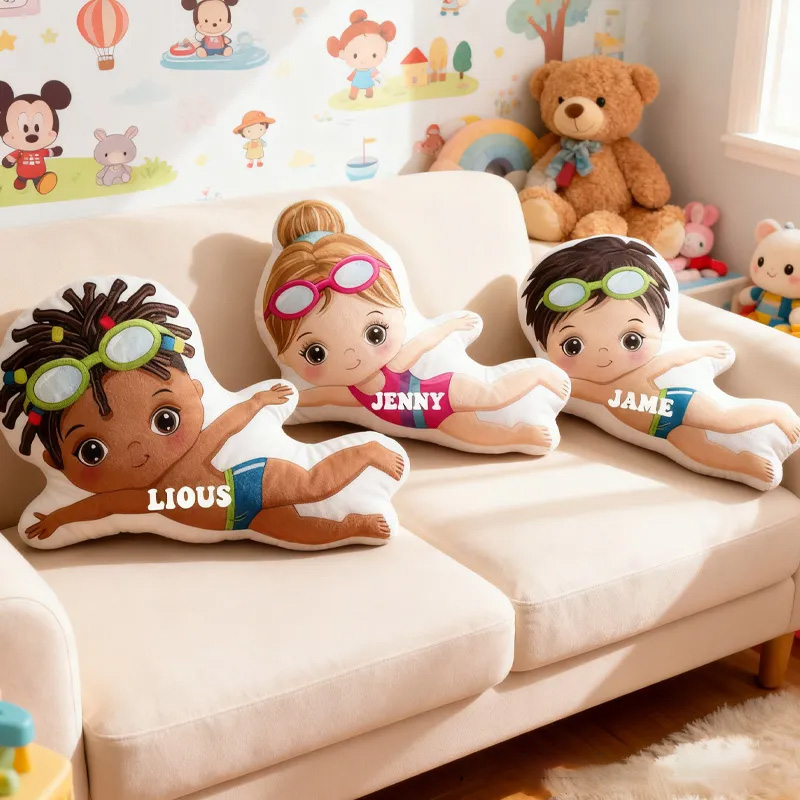 Personalized Swimming Pillow Throw Pillow Graphic 3D Print Swimming Fitness Decoration Pillow Exercise Sport Pillow Female Swimmer Holiday Gift Custom Swim Pool Keepsake for Kids or Teens Swimming Lovers