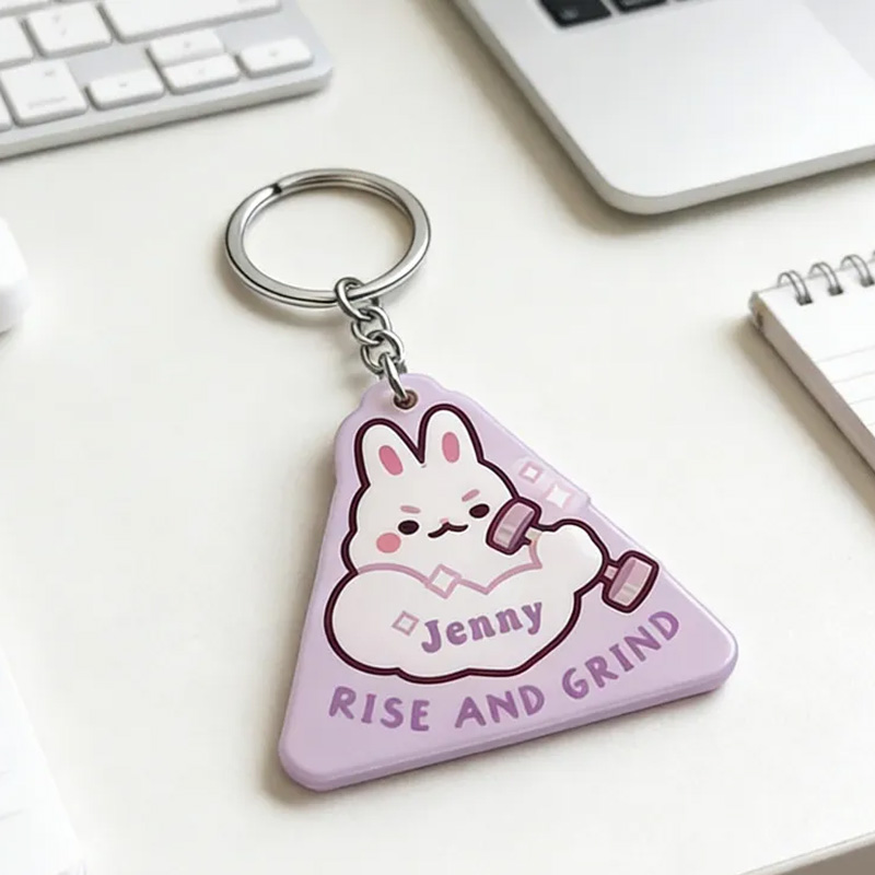 Personalized Rise and Grind Keychain Cute Bunny Keychain Acrylic Epoxy Workout Motivational for Gym Lovers