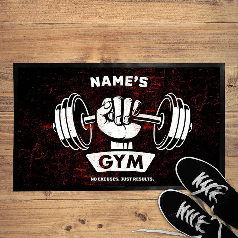 Personalized Home Gym Doormat Name Custom Gifts Present for Gym Lovers