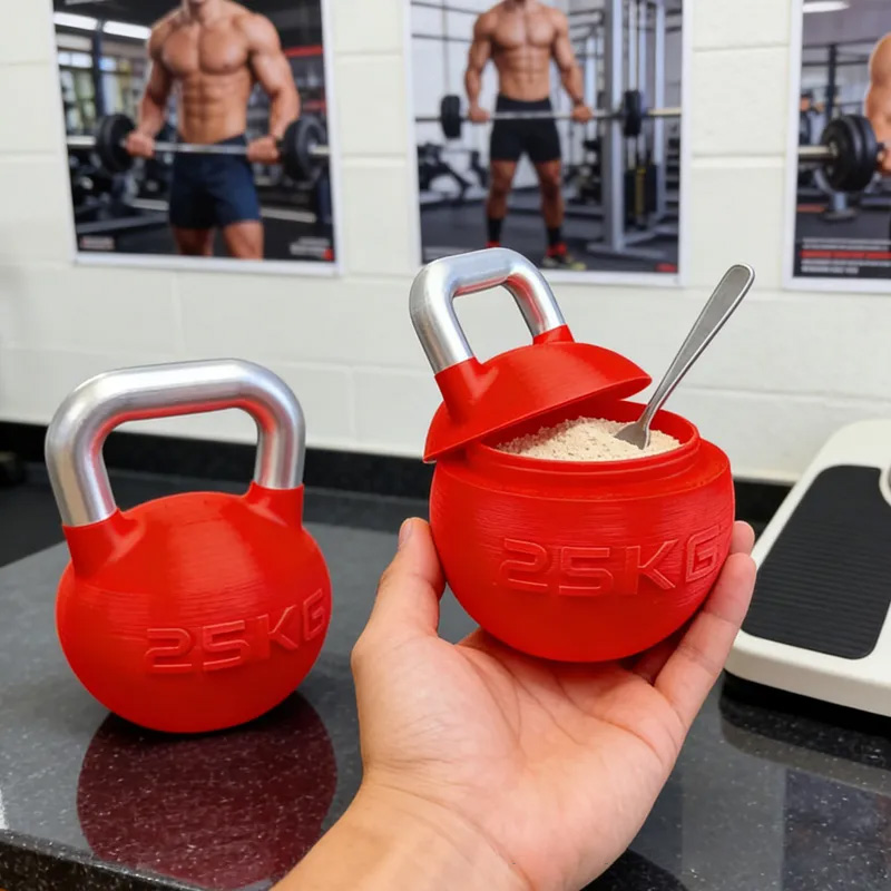 Personalized 3D Printed Kettlebell Protein Supplement Holder Gym Accessories Custom Colors Available Athlete Gift for Coach Trainer Gym Lover