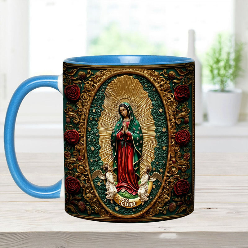 Personalized Our Lady of Guadalupe Ceramic Mug with Name Religious Inspirational Gift Catholic Gift for Women