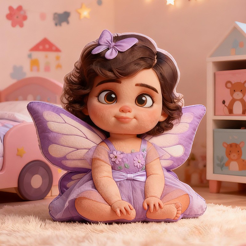 Personalized Pink Fairy Girl Custom Name Soft Decorative Gift Magical Fantasy Style Cozy Bedroom Cute Dream Lovely Sparkle Wings Sweet Magic Graphic 3D Print Pillow