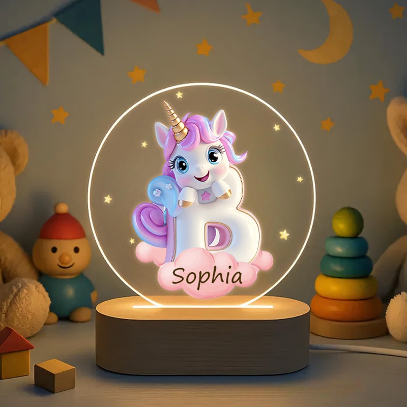 Personalized Initial Letter Custom Name Soft Glow Decorative Gift Magical Princess Style Cozy Nursery Room Dream Star Night Light