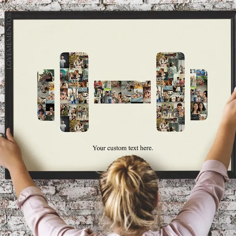 Personalized Weightlifting Art Powerlifting Coach Fitness Trainer Gift Photo Collage Coach Gym Trainer for Gym Lover