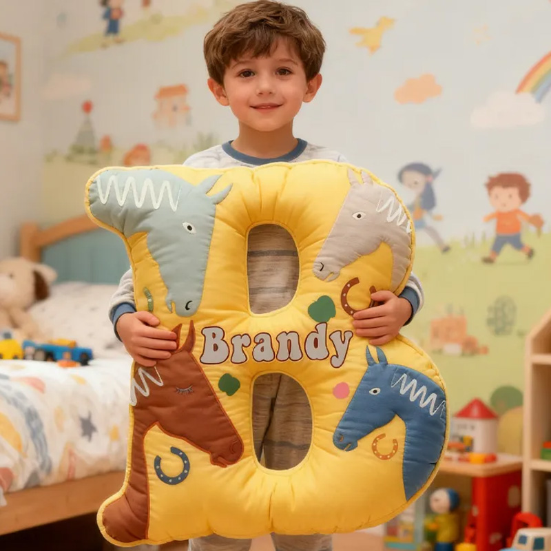 Personalized Riding Equestrian Horse Pillow Floral Horse Custom Name Festive Flower Decor with French Countryside Gifts for Family Graphic 3D Print Riding Lovers