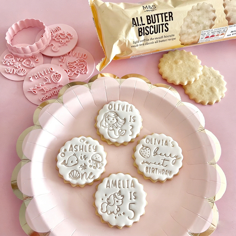 Personalized M&S Cookie Cutter Fondant Stamp Embosser Custom Biscuits Cupcake Topper M and S Birthday Baby Shower