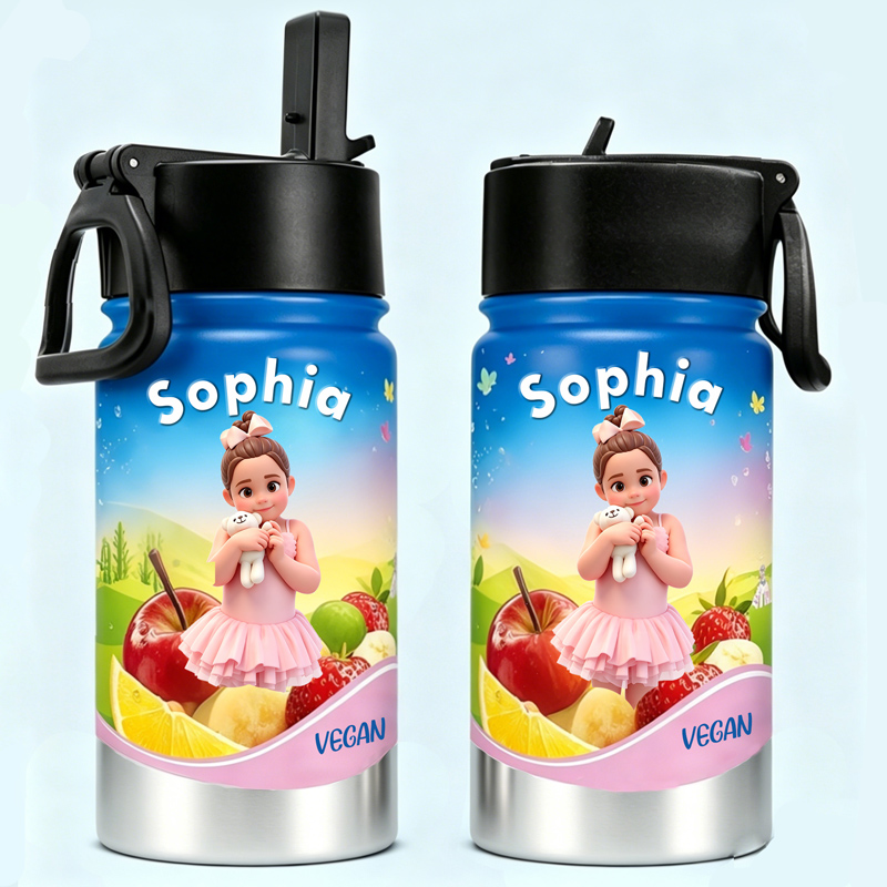 Personalized Drinks Print Cartoon Childrens Water Bottle