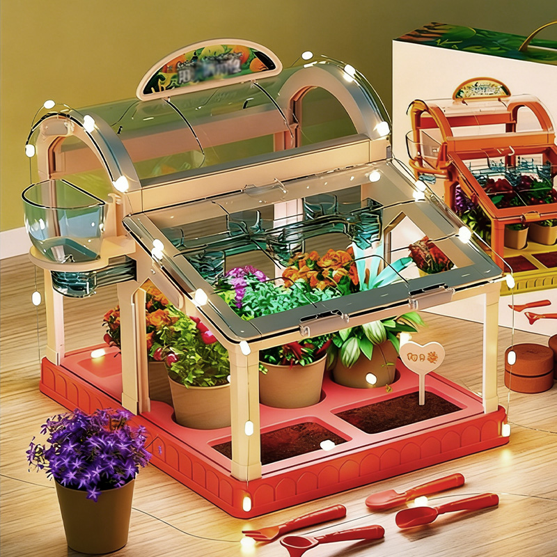 Kids Indoor Greenhouse Growing Kit, STEM Educational Plant Science Toy, Year-Round Gardening Gift for Boys/Girls