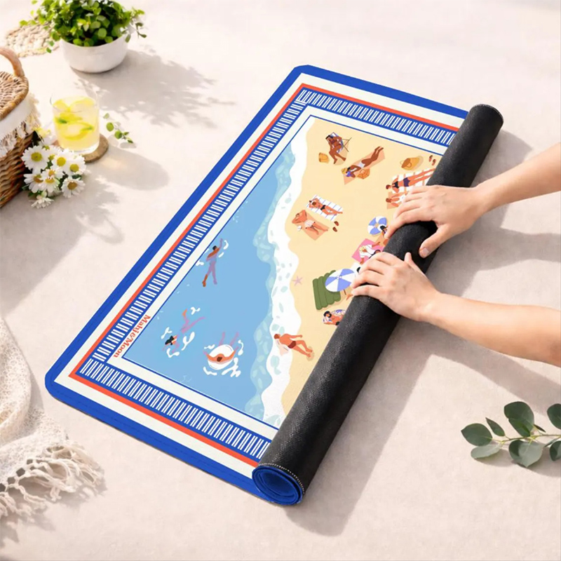Personalized Bright Colorful Beach Mahjong Mat, Blue Maximalist Mah Jongg Game Mat, Table Cover Gift for Mahjong Players