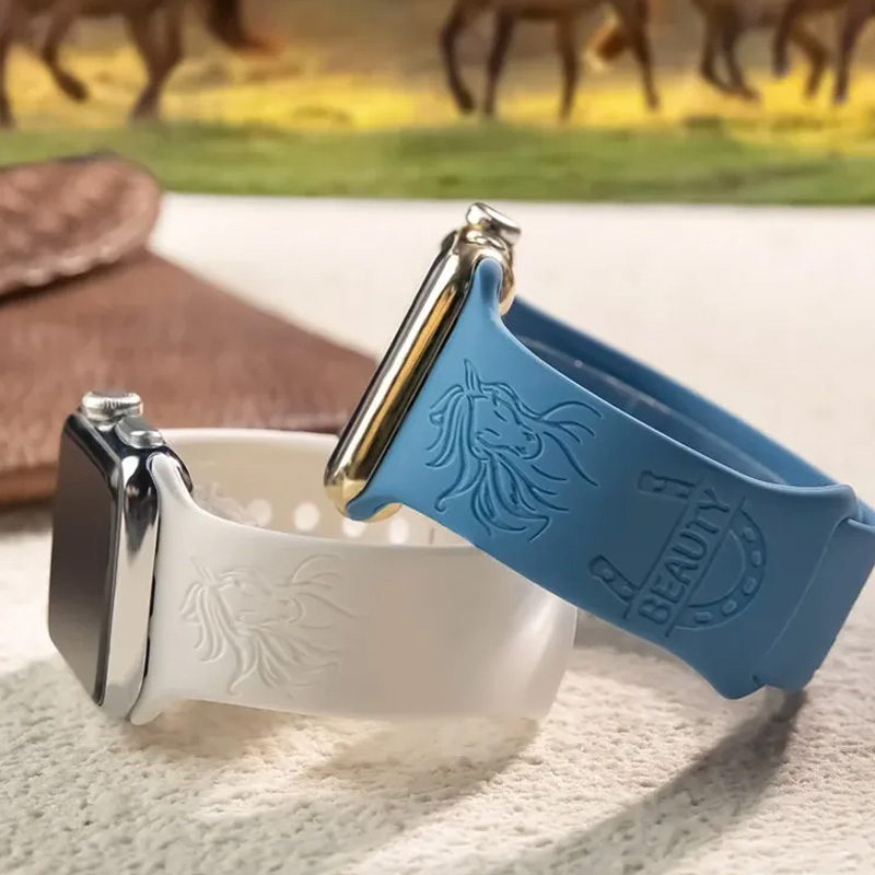 Personalized Horse Horseshoe Silicone Watch Band for Riding Lovers