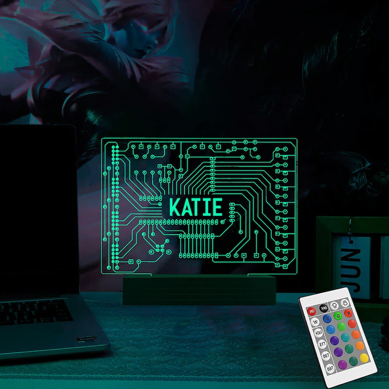 Personalized Computer Geekery Night Lights Acrylic LED with Name Room Decor Birthday Gift for Geek Lover