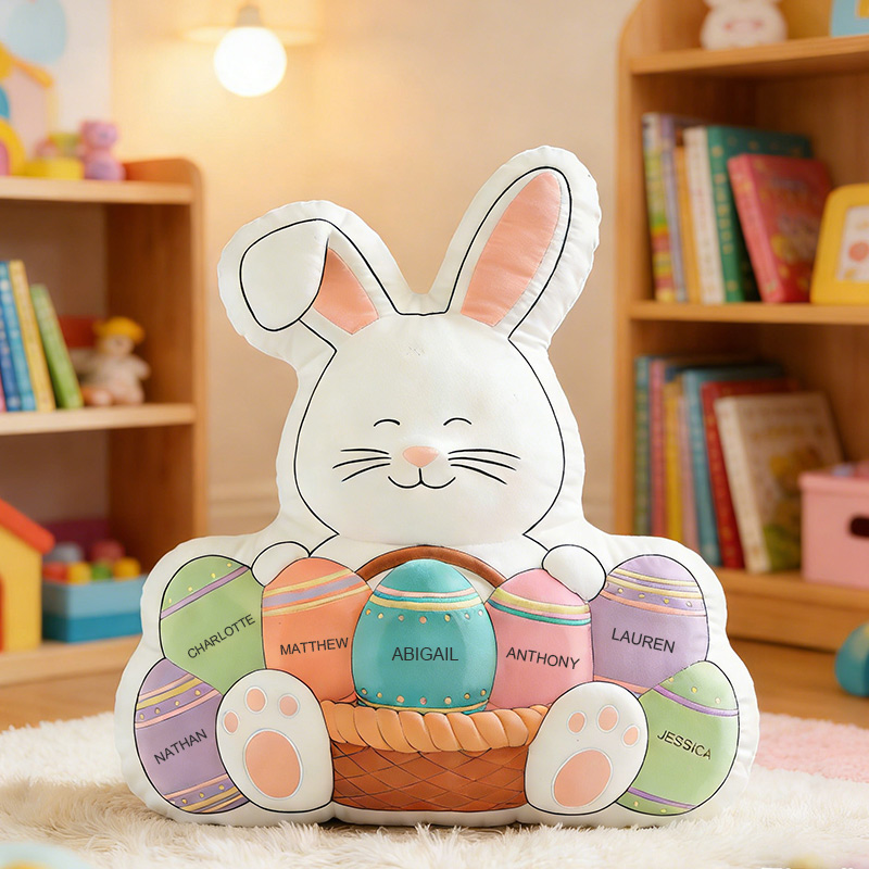 Personalized Easter Family Pillow Custom Name Pillow for Girls Kids Family Gift