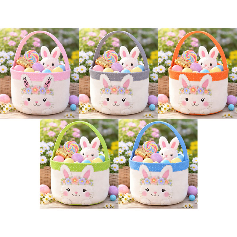 Personalized Easter Bunny Basket Custom Easter Basket Pink Easter Bunny Easter Basket for Girls Kids Gift for Easter