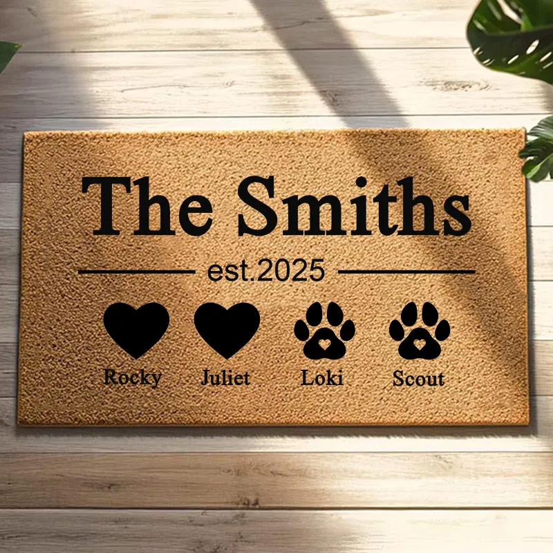 Personalized Welcome Doormat Custom Family and Pet Doormat Thoughtful Housewarming Gift for Your New Home Closing Gifts First Home Gift Christmas Gift