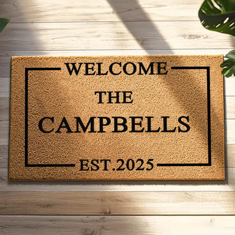 Personalized Doormat Custom Classic Welcome Mat with Family Name New Home Gift Housewarming Wedding Gift for Couples Christmas Gift