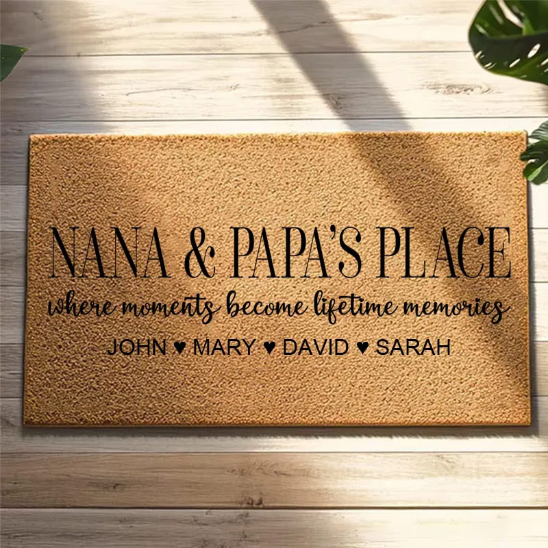 Personalized Where Moments Become Memories Doormat Housewarming Gift Durable Welcome Mat for New Home Indoor Outdoor Door Mat Family Home Decor Rug