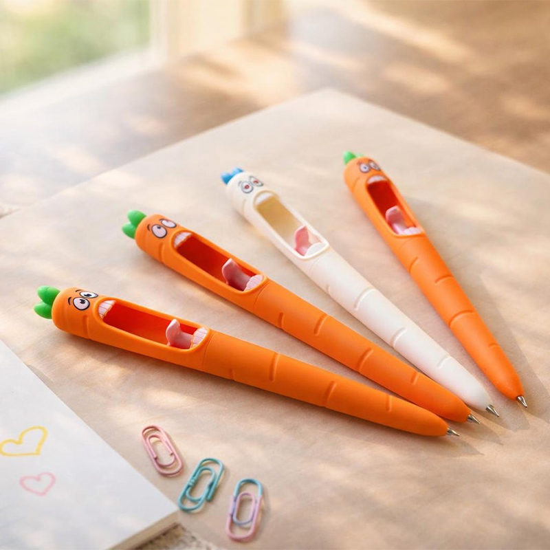 Kids Easter Basket Stuffer Funny Carrot Pen Black 0.5mm Easter Carrot Pen Easter Basket Filler Party favors for Boys Girls Easter Gifts