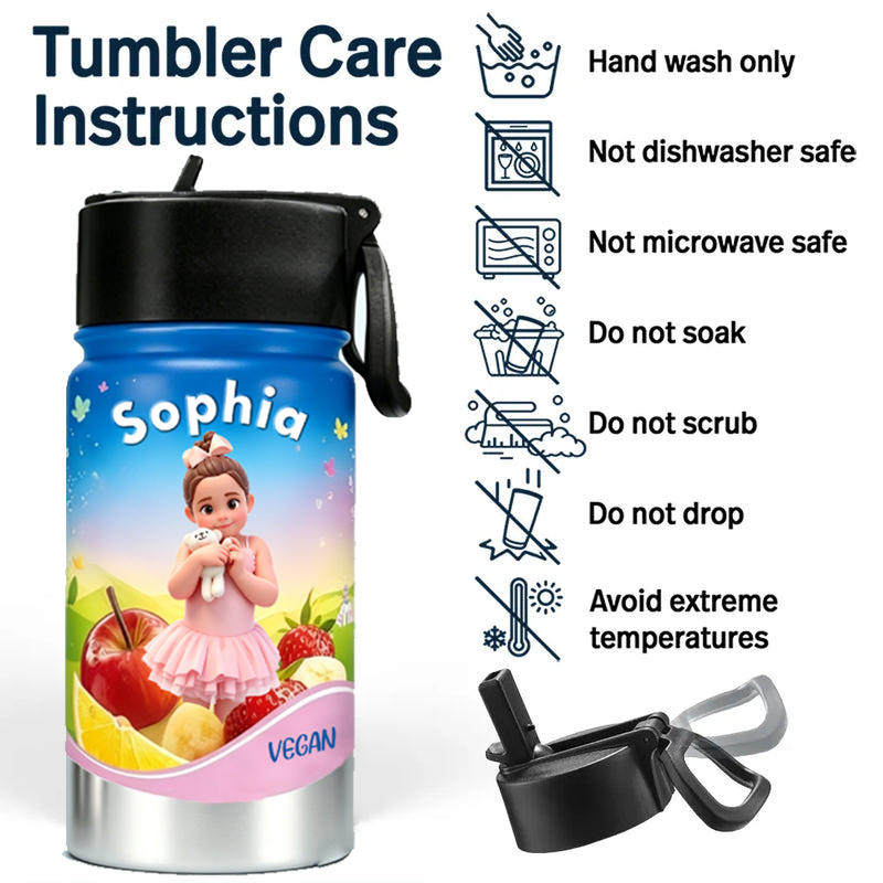 Personalized Drinks Print Cartoon Childrens Water Bottle