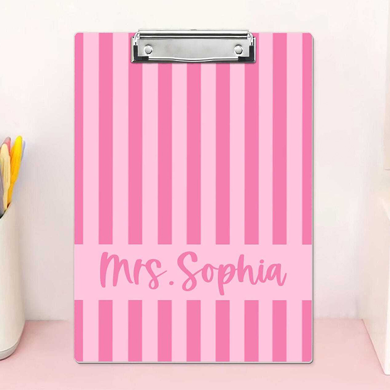 Personalized Teacher Clipboard Custom Name Vertical Stripe Clipboard Cute Classroom Gift Appreciation Gifts