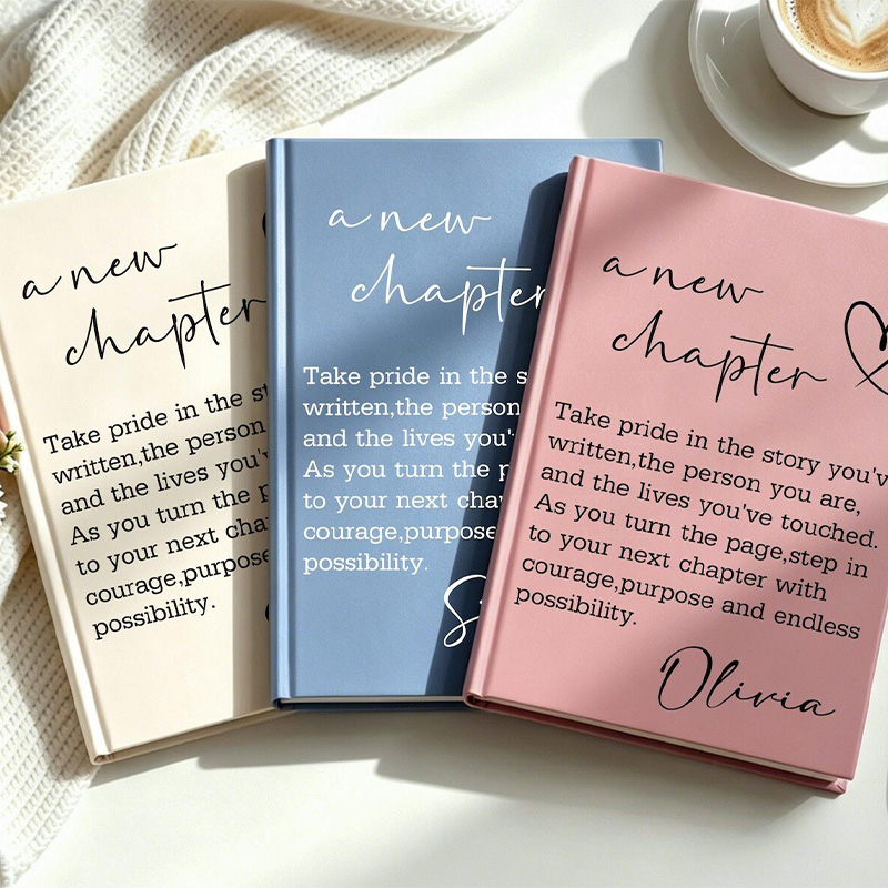 Personalized A Next Chapter Journal With Name Hardcover Notebook Encouragement Gift for Women Retirement Gift Coworker Gifts 