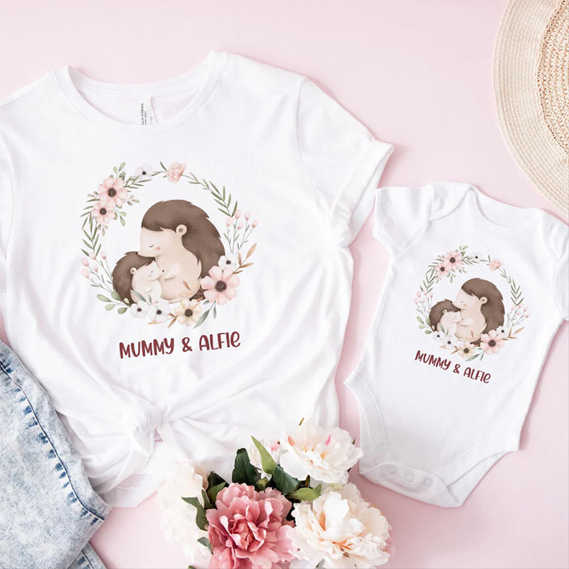 Personalized Mother and Baby Matching T-shirts - Gift for Mum Mothers Day Gift